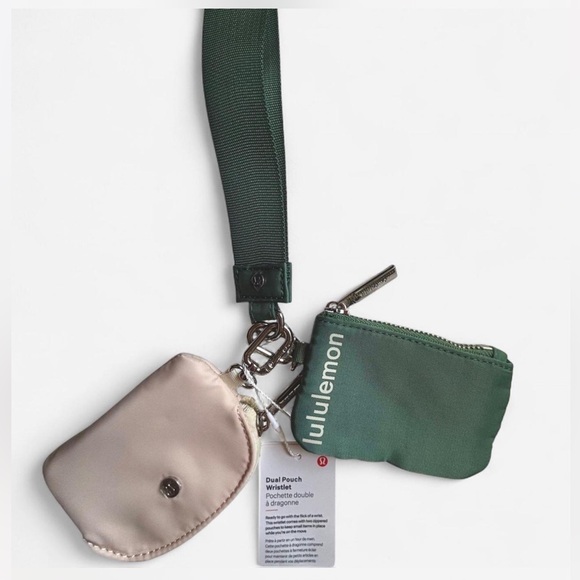 Lululemon Athletica Green and Beige Dual Pouch Wristlet - Picture 1 of 3